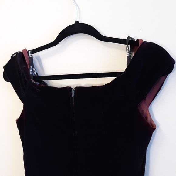 Dark Green Velvet Cocktail Dress Vintage 90's Y2K - Picture 6 of 15